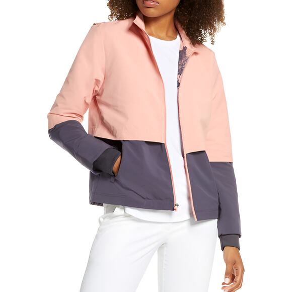 Nike Womens Hyperadapt Shield OLC Golf Windbreaker Jacket Pink Quartz Gridiron L - Picture 1 of 10